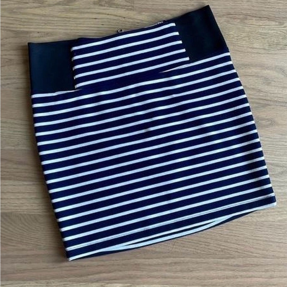 Charlotte Russe Navy and White Striped Pencil Skirt
